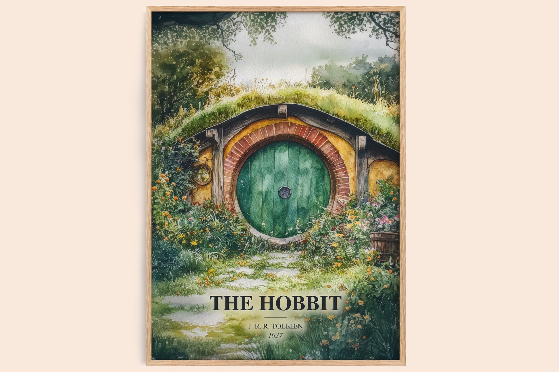 The Hobbit watercolour book poster by J. R. R. Tolkien – framed literary art print