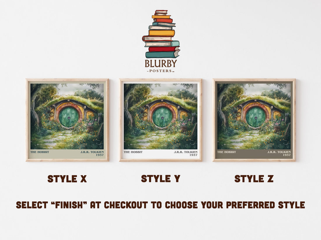 The Hobbit literary print in frame leaning in hallway – fantasy wall art (mockup)