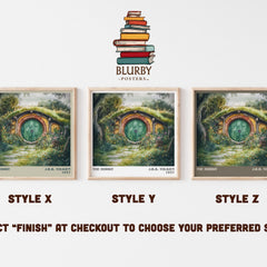 The Hobbit Literary Art Print by J. R. R. Tolkien – Style X, Y and Z square prints side by side – choose your finish
