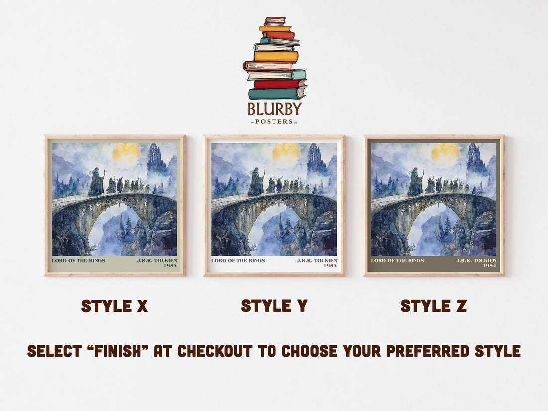 Lord Of The Rings literary print in frame leaning in hallway – fantasy wall art (mockup)