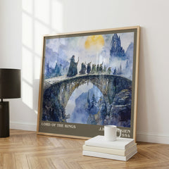 Lord Of The Rings Literary Art Print by J.R.R. Tolkien – large square framed print leaning against a wall