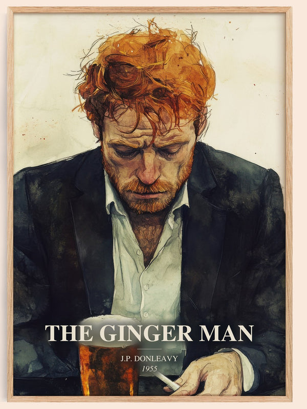 The Ginger Man watercolour book poster by J.P. Donleavy – framed literary art print