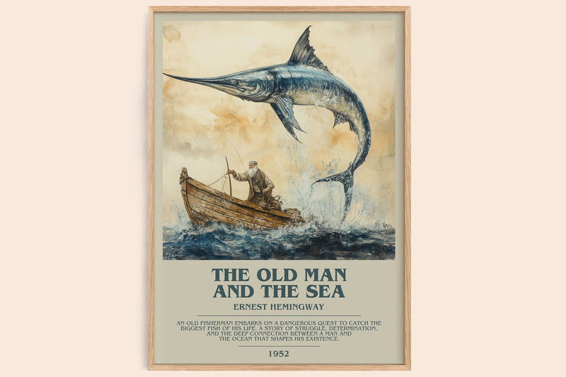 The Old Man and the Sea Bookish Wall Art by Ernest Hemingway (Modern style)