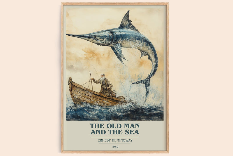The Old Man and the Sea Book Cover Poster by Ernest Hemingway (Modern Minimalist style)