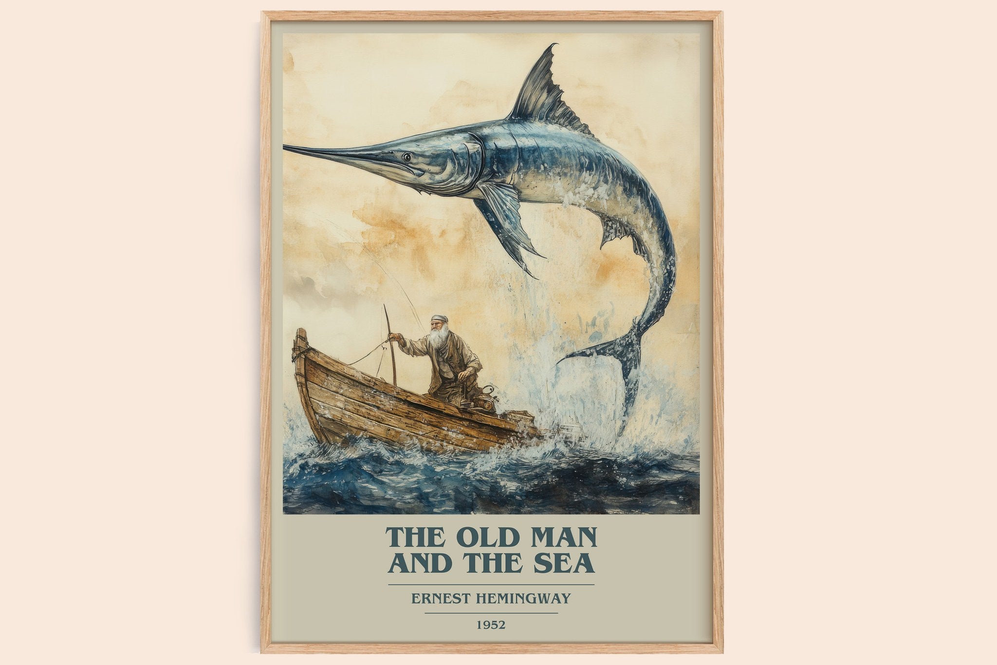 The Old Man and the Sea Book Cover Poster by Ernest Hemingway