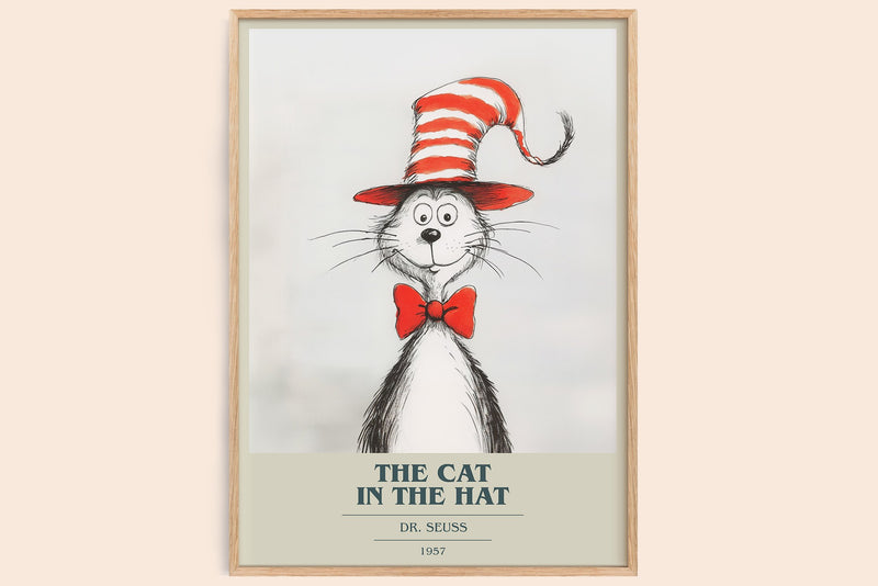 The Cat in the Hat Book Cover Poster by Dr. Seuss (Modern Minimalist style)