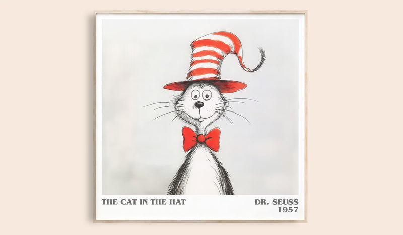 The Cat in the Hat Literary Art Print by Dr. Seuss (Square style)
