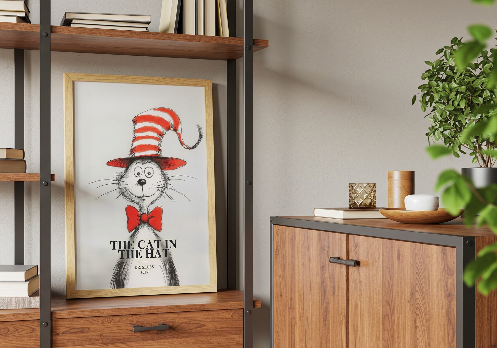 The Cat In The Hat book watercolour illustration paper finish options – matte satin gloss