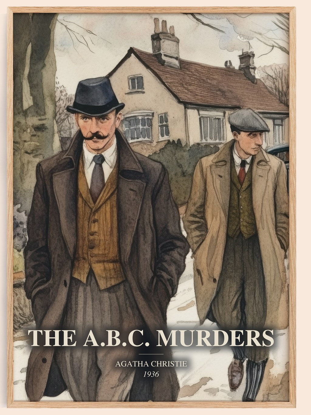 The A.B.C. Murders watercolour book poster by Agatha Christie – framed literary art print