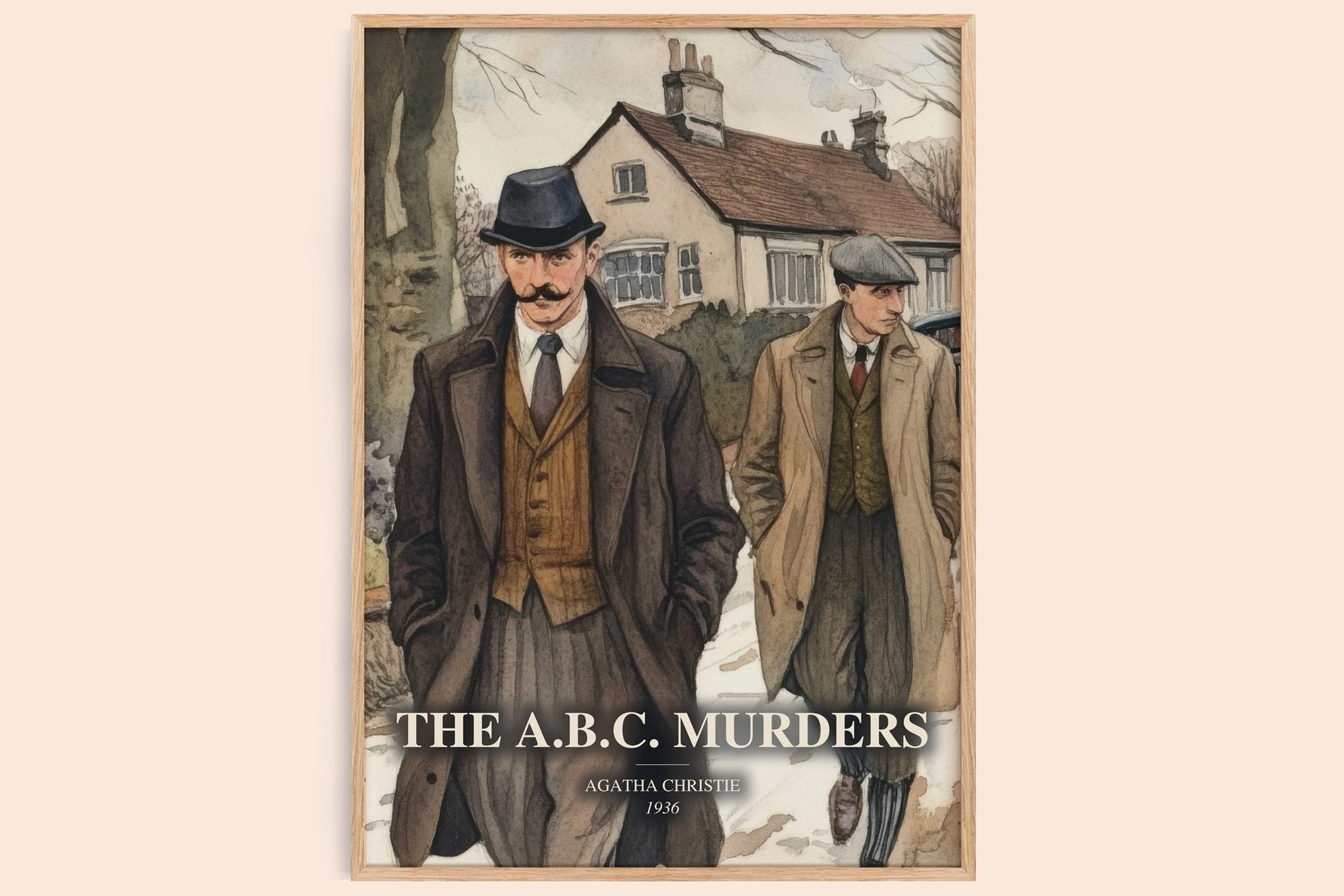 The A.B.C. Murders watercolour book poster by Agatha Christie – framed literary art print