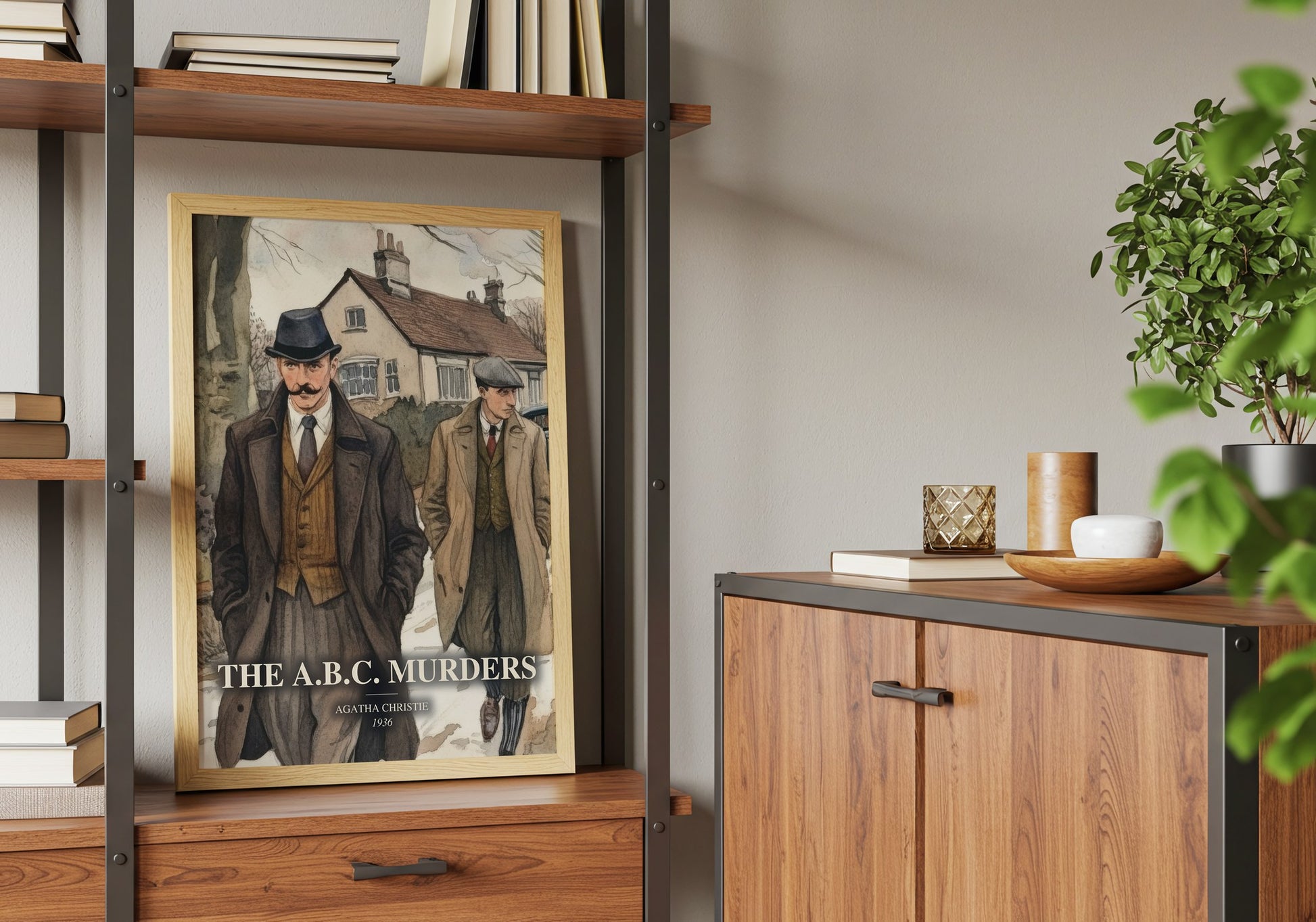 The A.B.C. Murders book watercolour illustration paper finish options – matte satin gloss