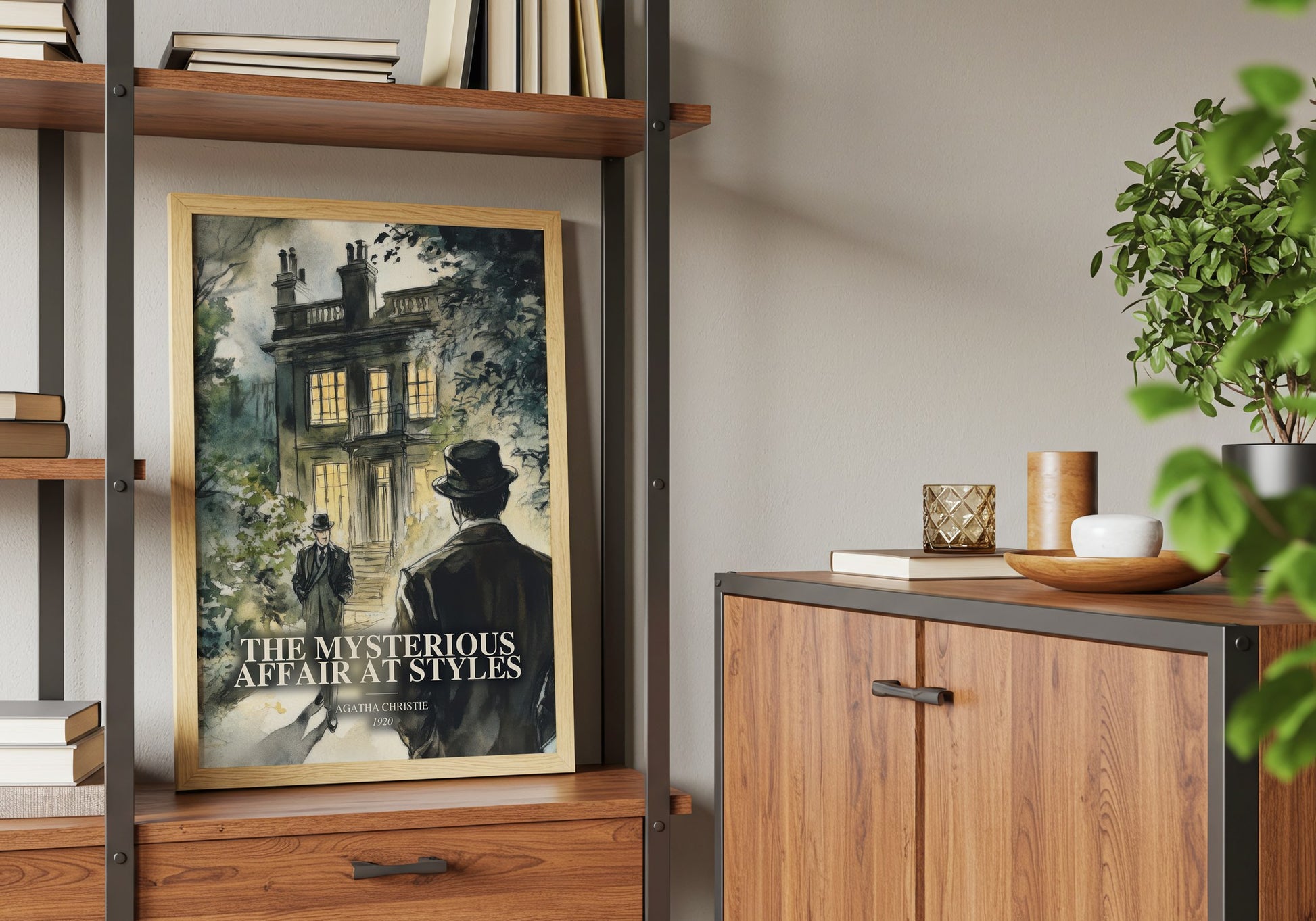 The Mysterious Affair At Styles book watercolour illustration paper finish options – matte satin gloss