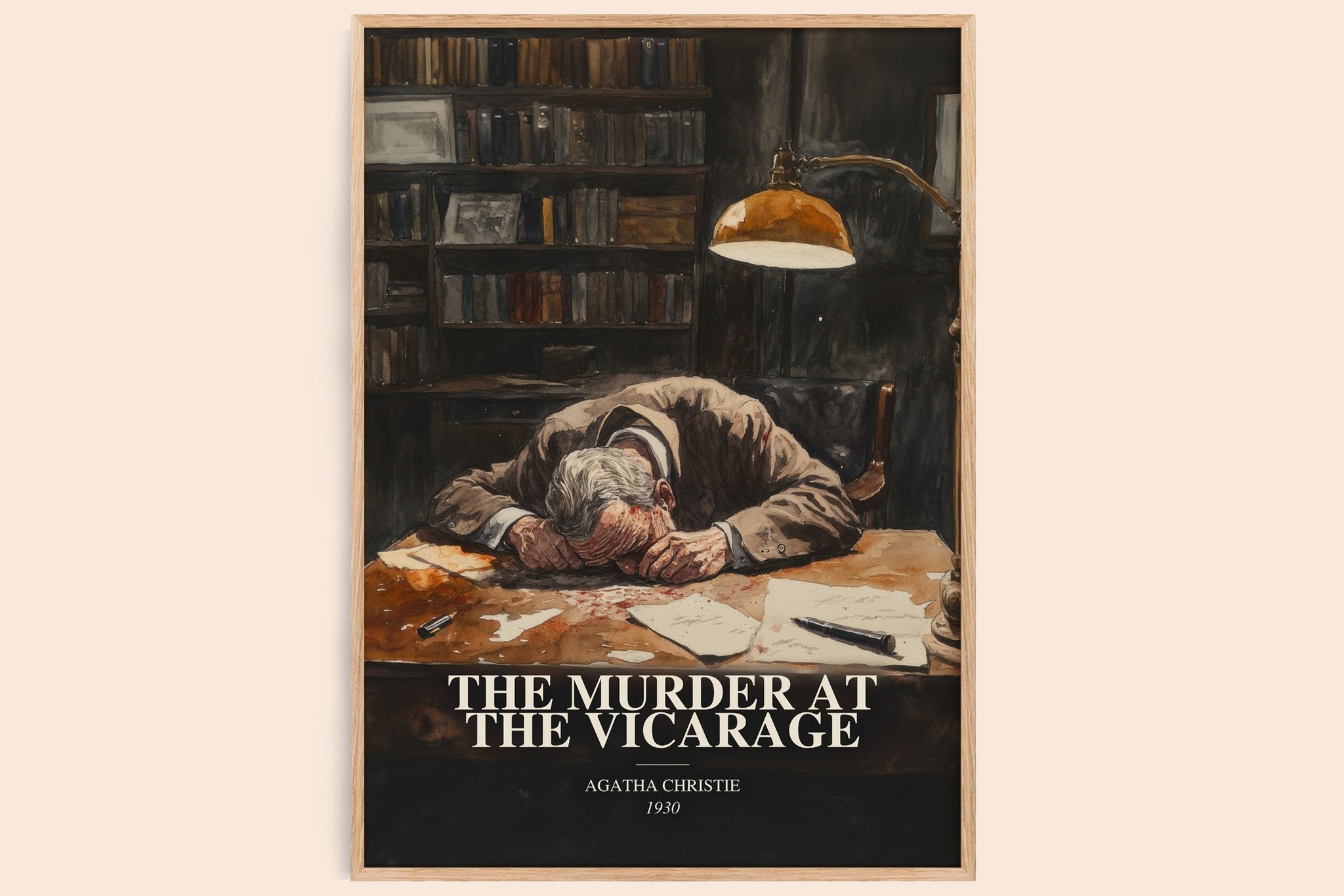 Murder At The Vicarage Book Watercolour Illustration by A. Christie