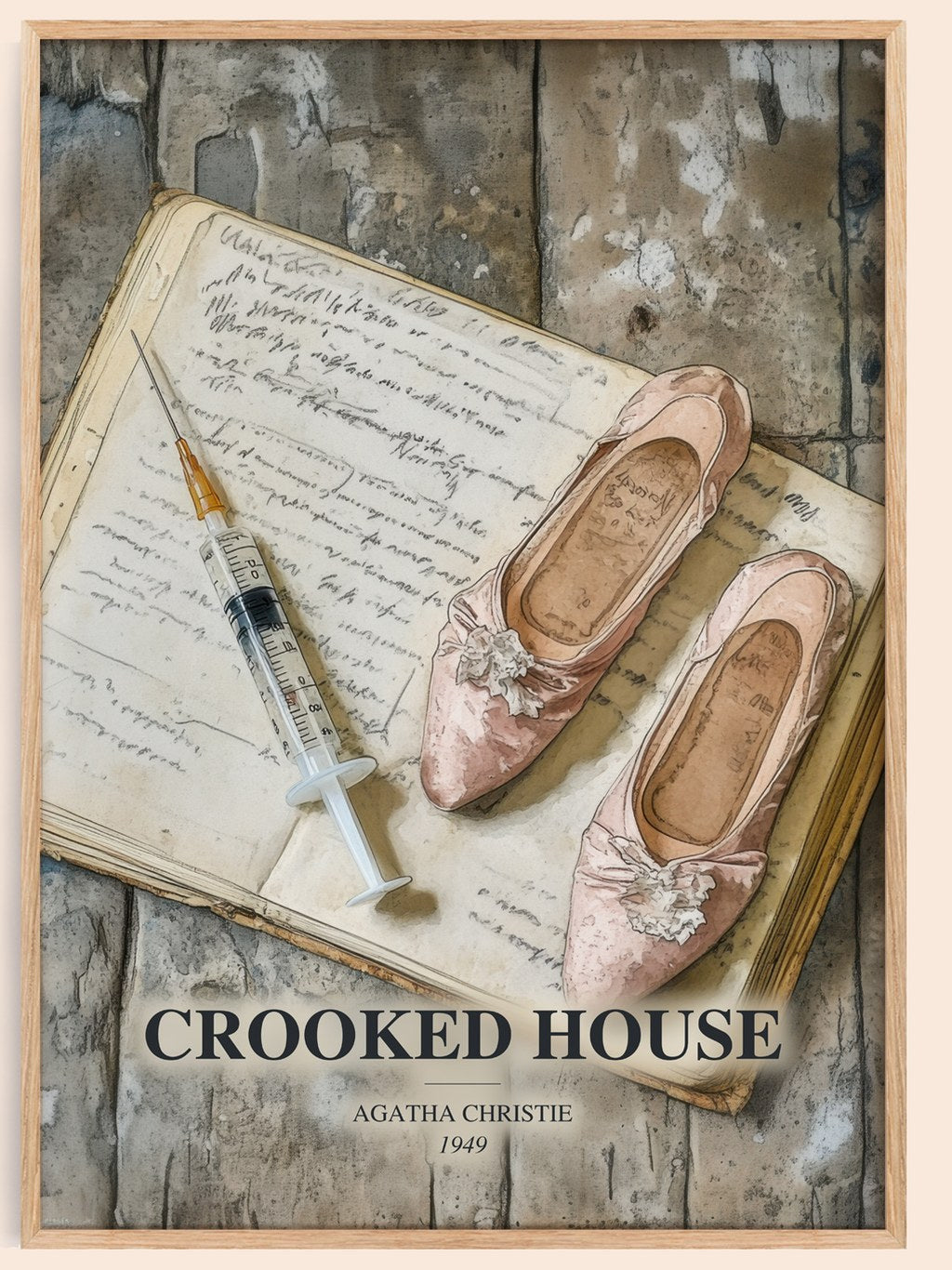 Crooked House watercolour book poster by Agatha Christie – framed literary art print