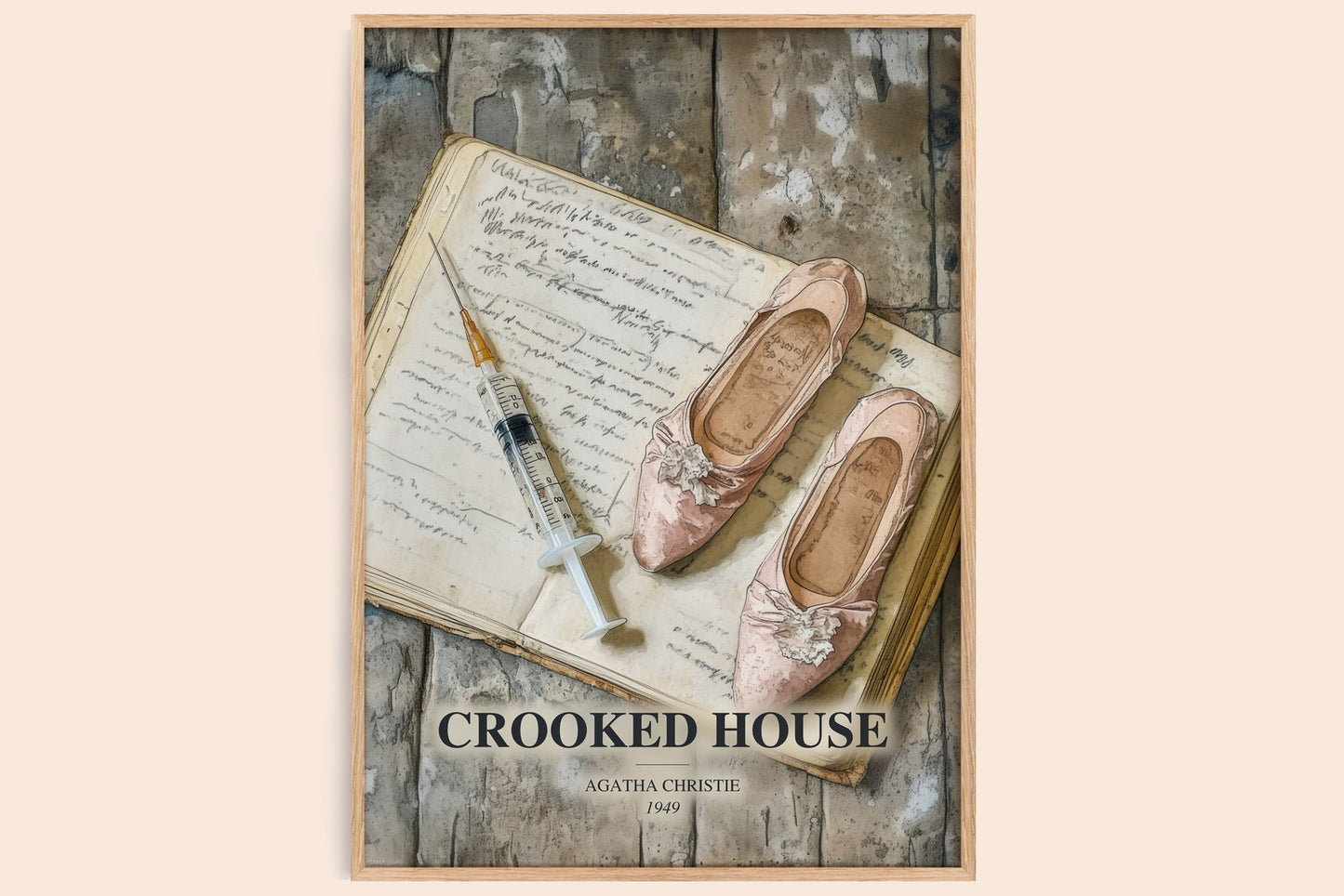 Crooked House watercolour book poster by Agatha Christie – framed literary art print