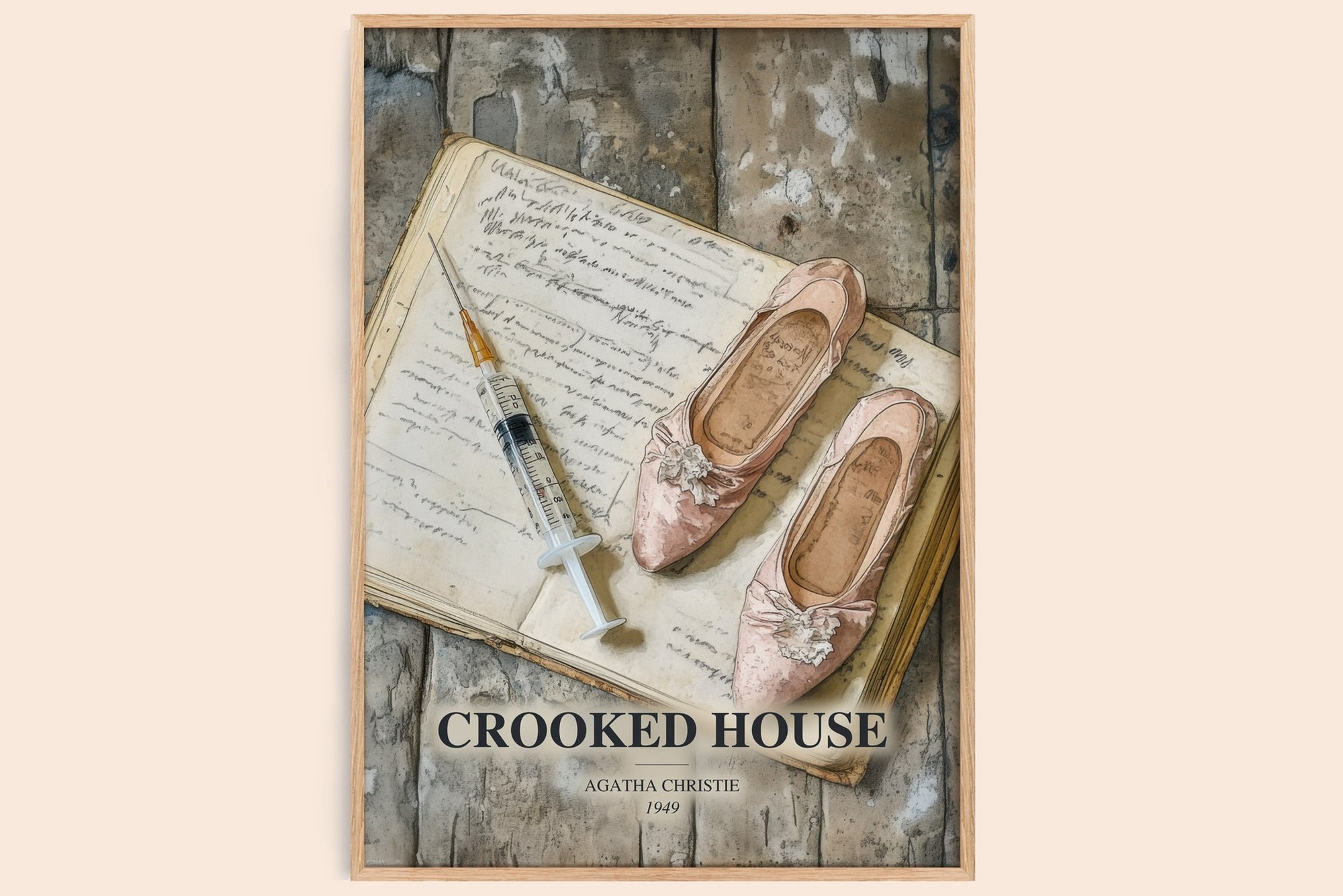 Crooked House watercolour book poster by Agatha Christie – framed literary art print