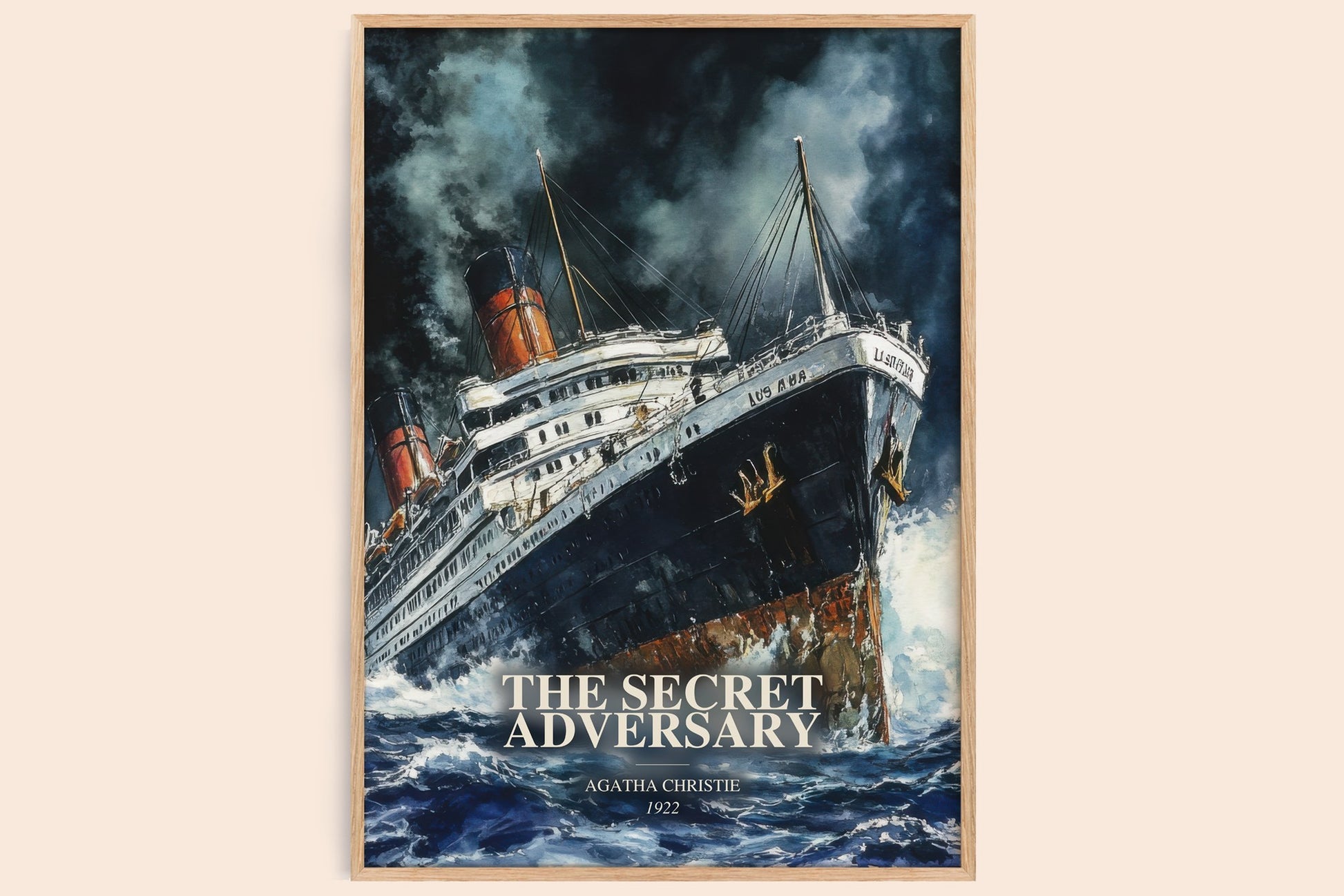 The Secret Adversary watercolour book poster by Agatha Christie – framed literary art print