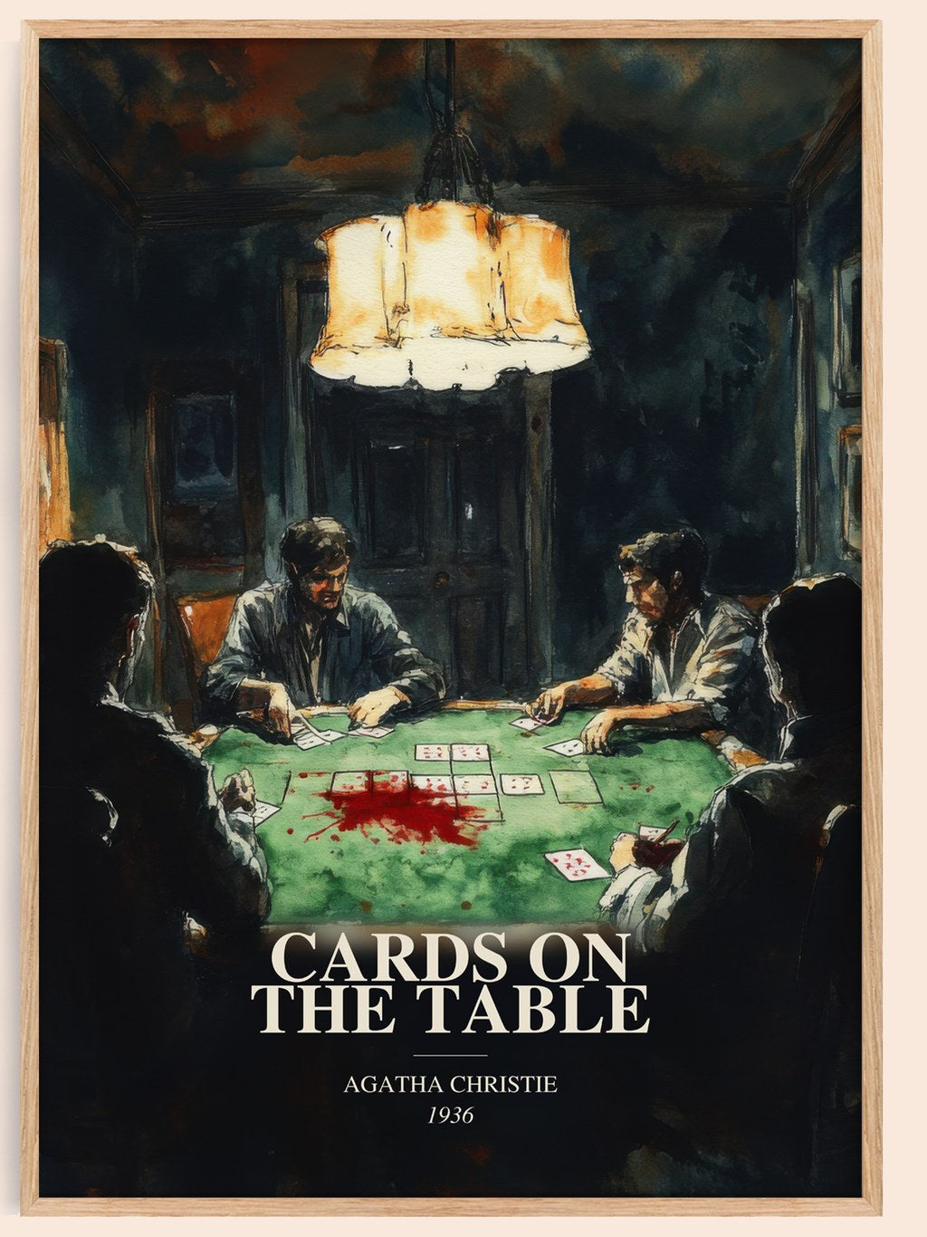 Cards On The Table watercolour book poster by Agatha Christie – framed literary art print