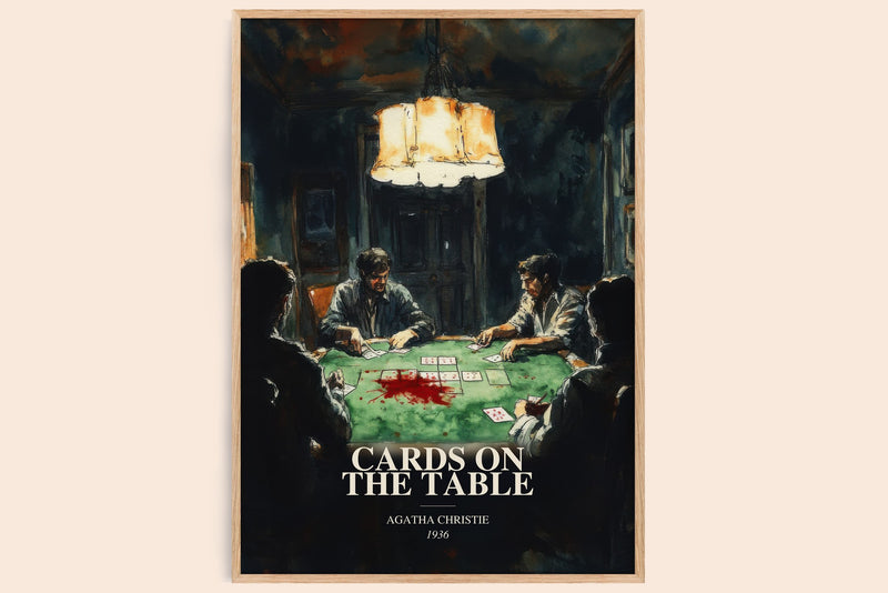 Cards On The Table watercolour book poster by Agatha Christie – framed literary art print
