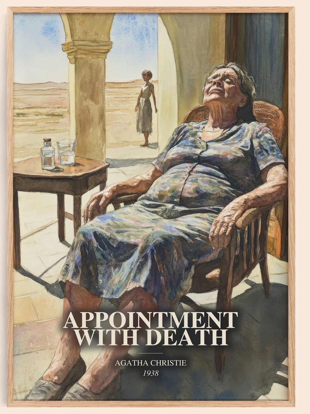 Appointment With Death watercolour book poster by Agatha Christie – framed literary art print