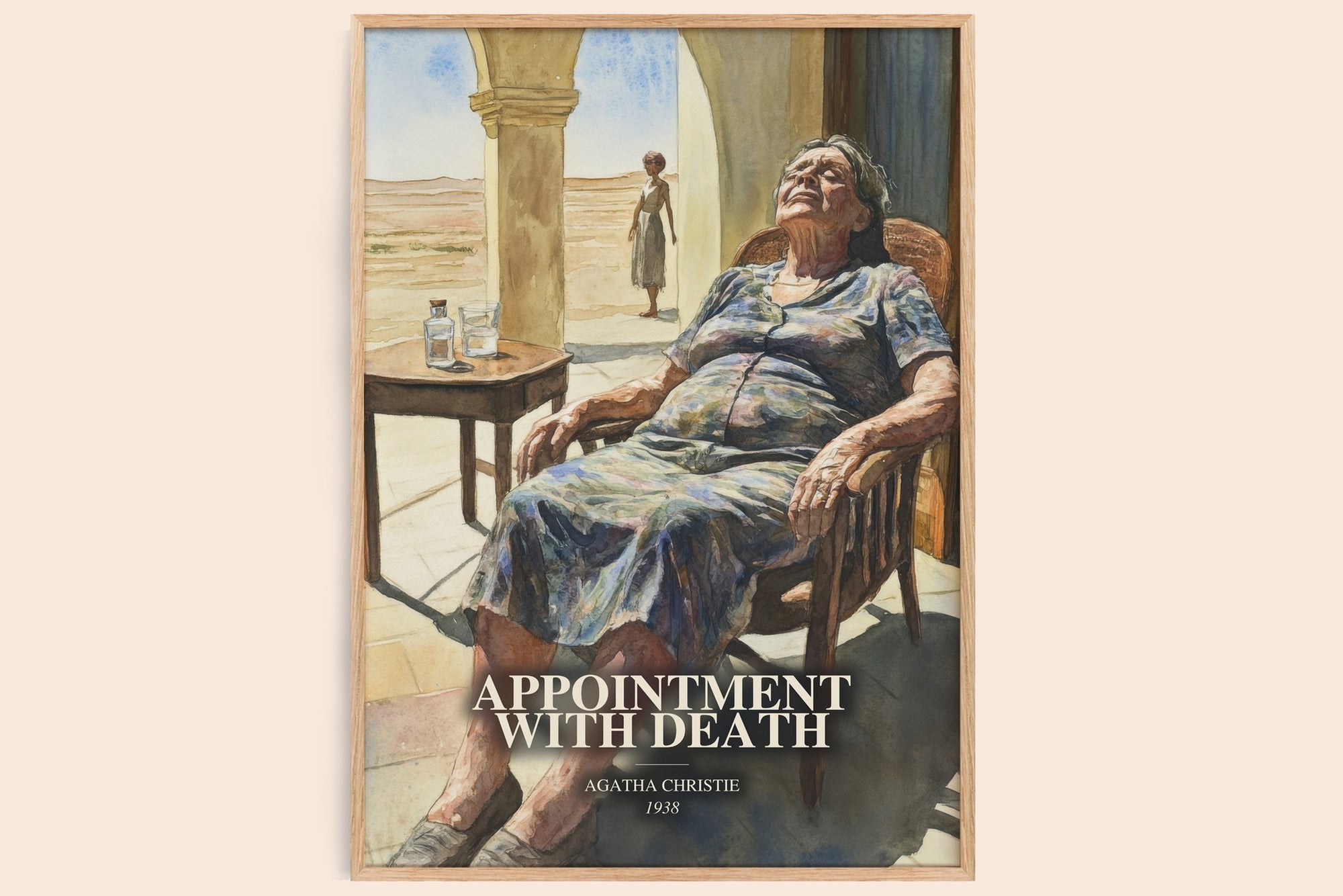 Appointment With Death watercolour book poster by Agatha Christie – framed literary art print