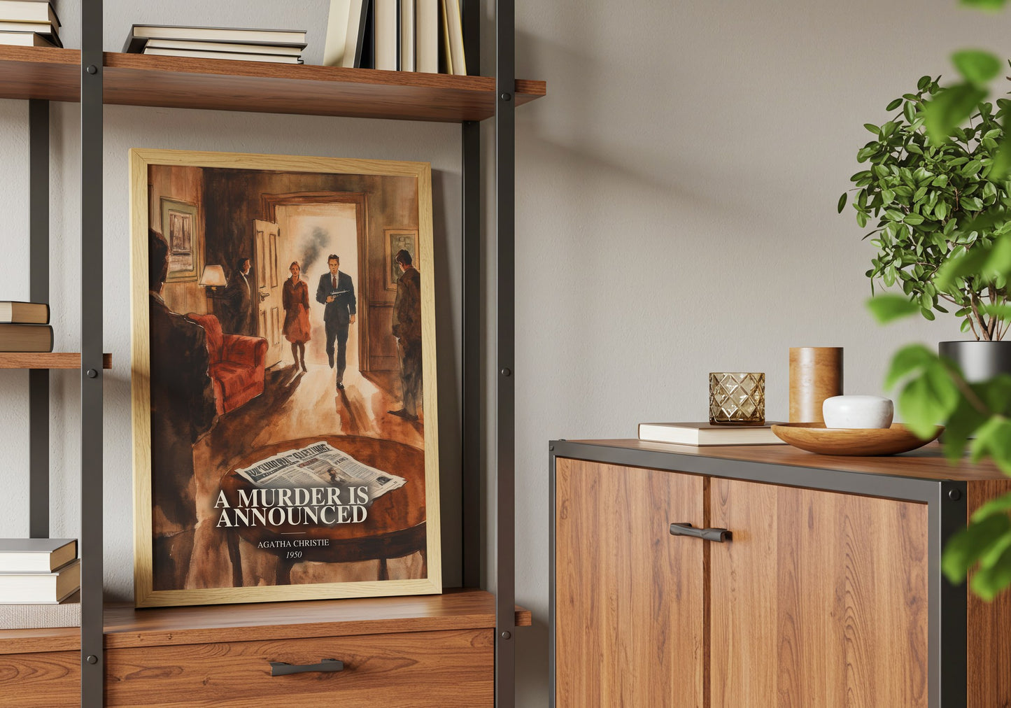 A Murder Is Announced book watercolour illustration paper finish options – matte satin gloss