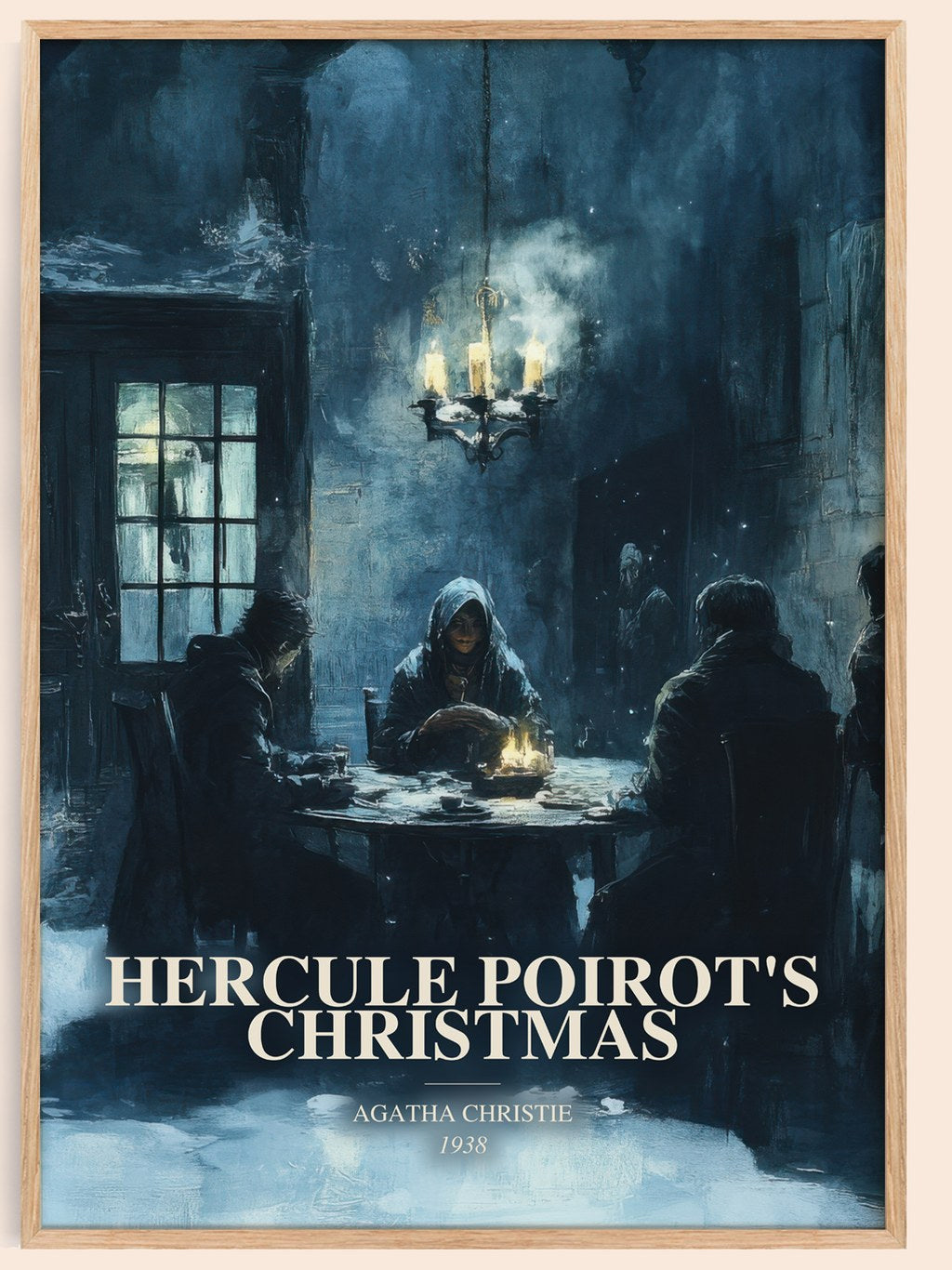 Hercule Poirot'S Christmas watercolour book poster by Agatha Christie – framed literary art print