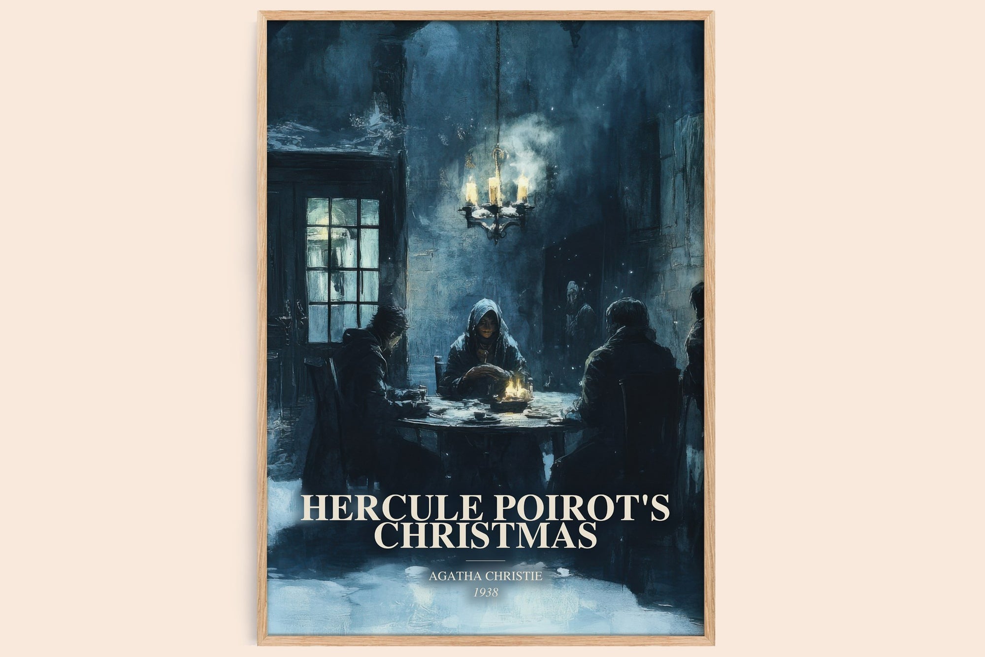 Hercule Poirot'S Christmas watercolour book poster by Agatha Christie – framed literary art print