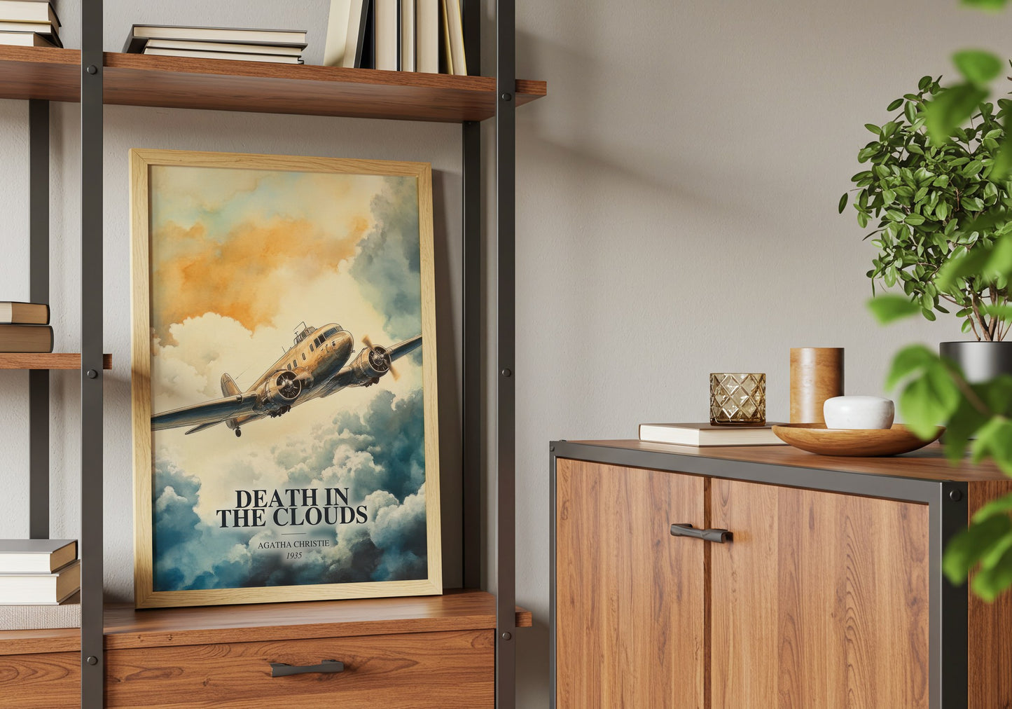 Death In The Clouds book watercolour illustration paper finish options – matte satin gloss