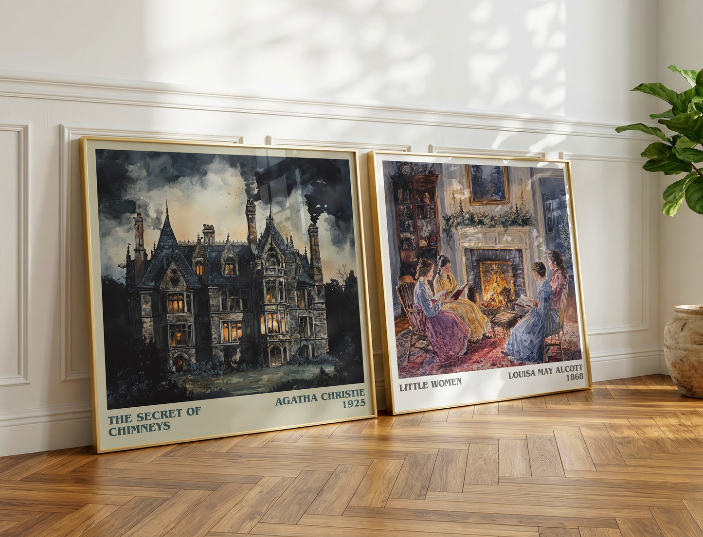 The Secret of Chimneys literary print on bookshelf – Agatha Christie fan gift