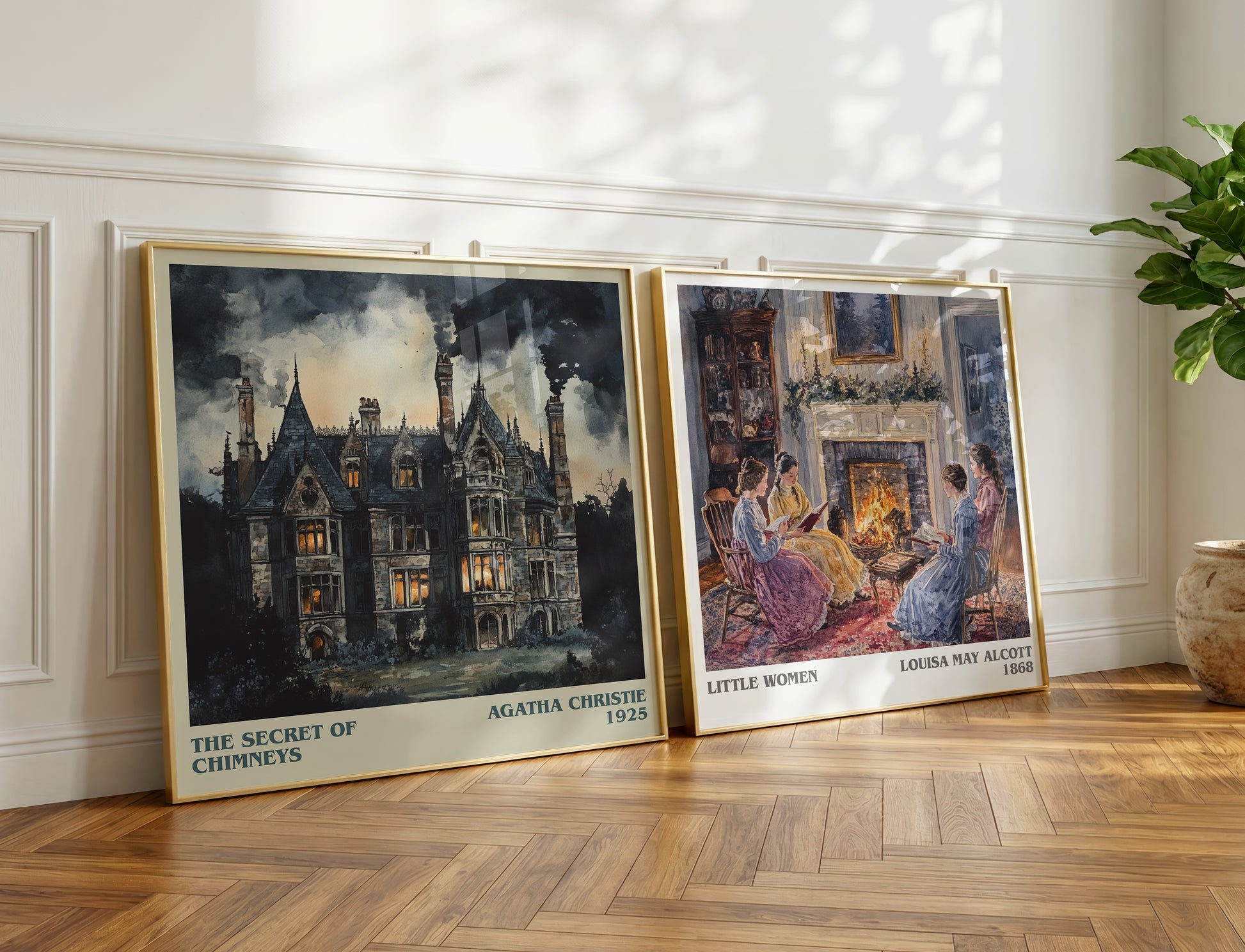 The Secret of Chimneys literary print on bookshelf – Agatha Christie fan gift
