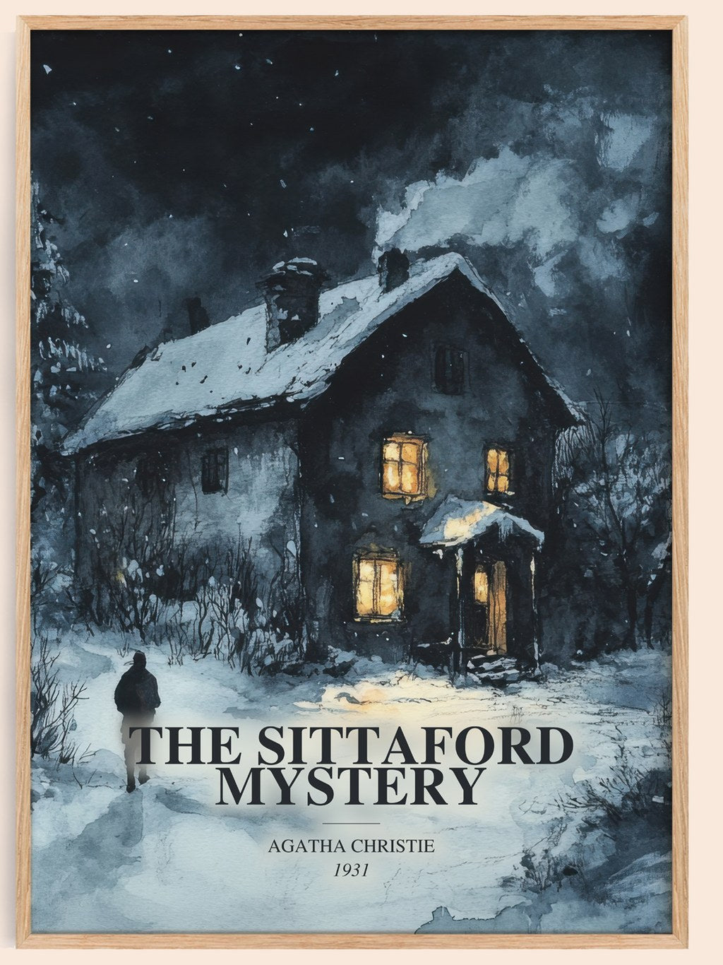 The Sittaford Mystery watercolour book poster by Agatha Christie – framed literary art print