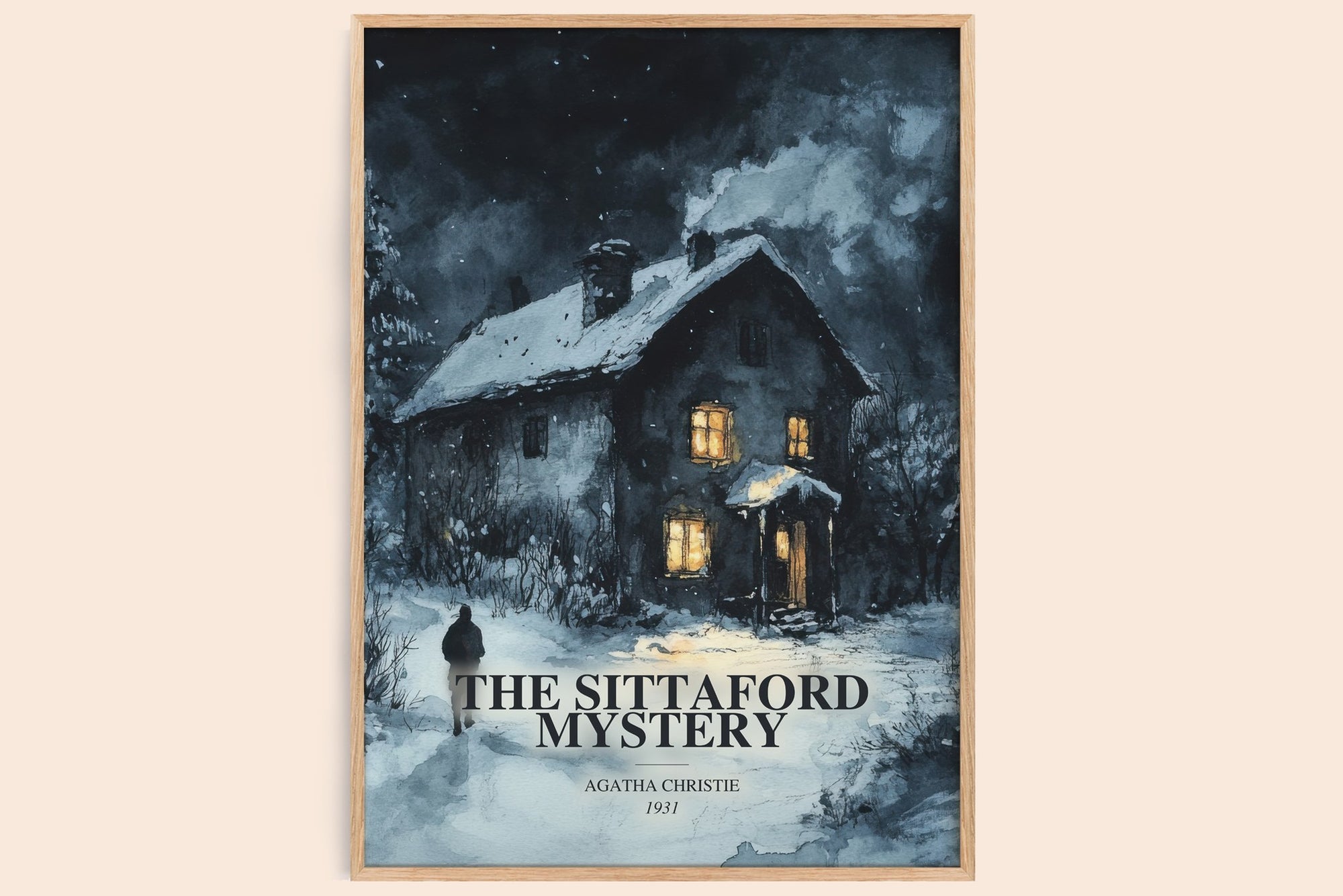 The Sittaford Mystery watercolour book poster by Agatha Christie – framed literary art print