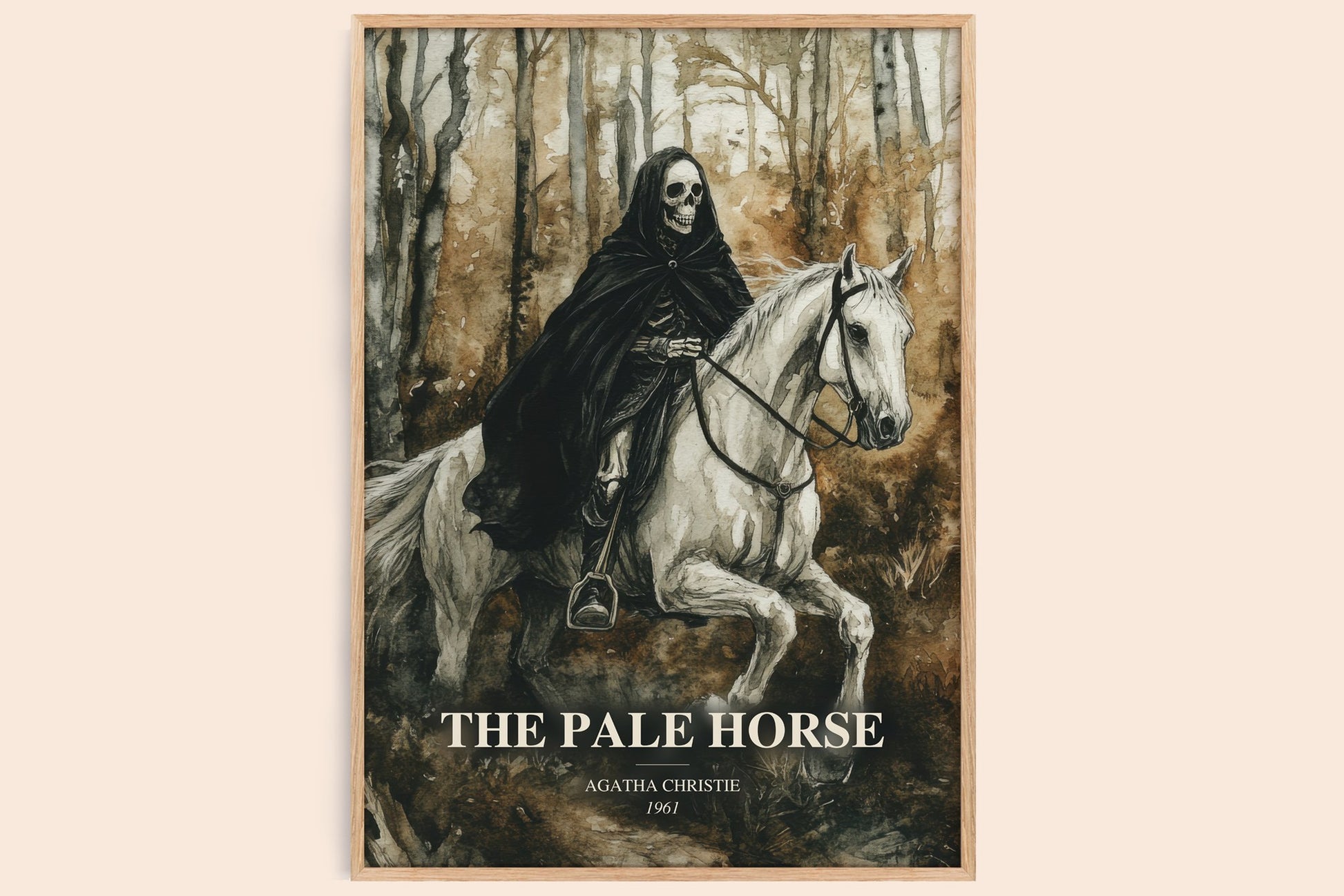 The Pale Horse watercolour book poster by Agatha Christie – framed literary art print
