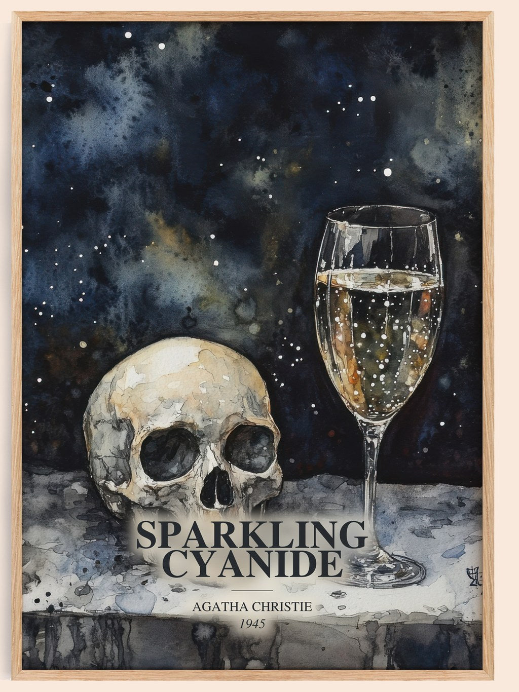 Sparkling Cyanide watercolour book poster by Agatha Christie – framed literary art print