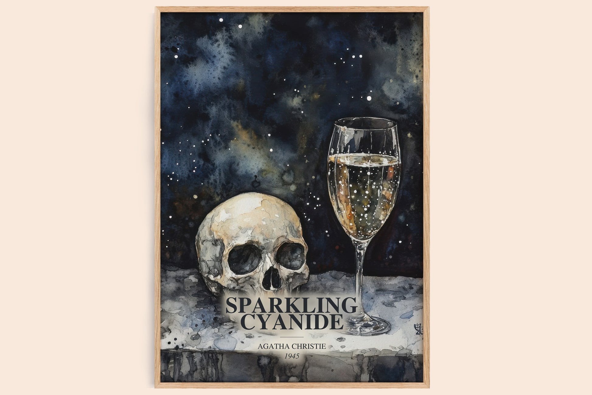 Sparkling Cyanide watercolour book poster by Agatha Christie – framed literary art print