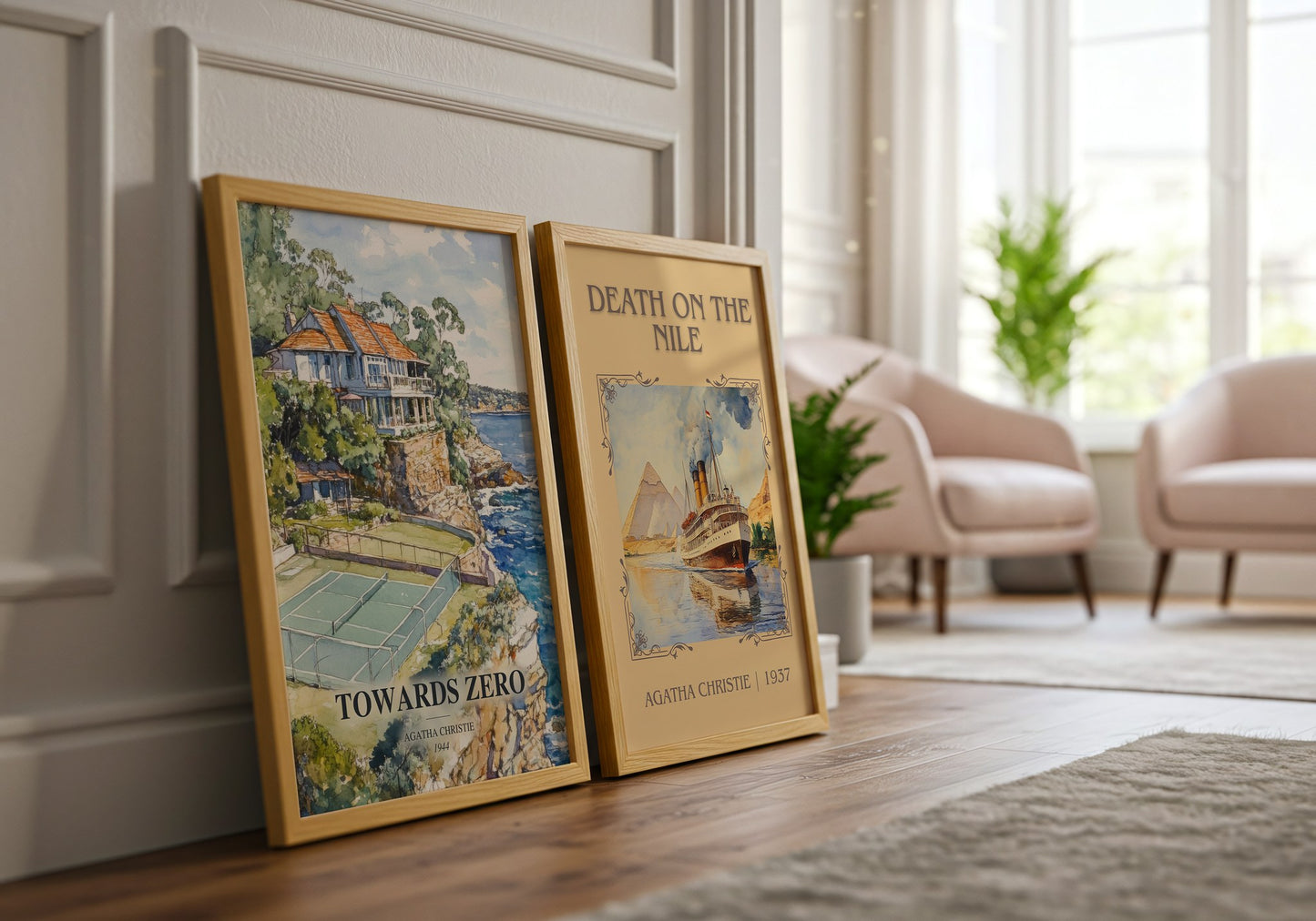 Towards Zero watercolour print framed by window – literary home decor