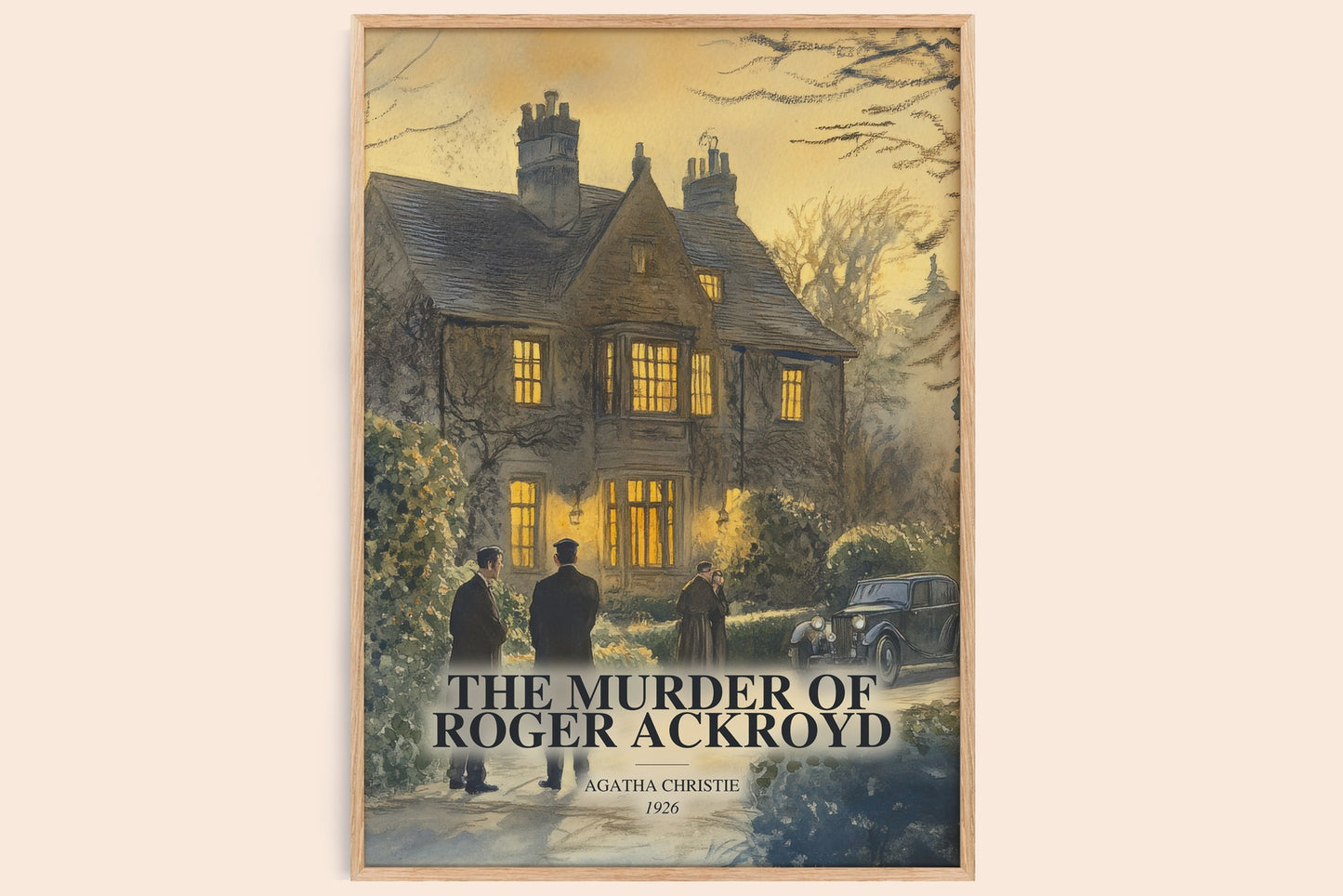 The Murder Of Roger Ackroyd watercolour book poster by Agatha Christie – framed literary art print