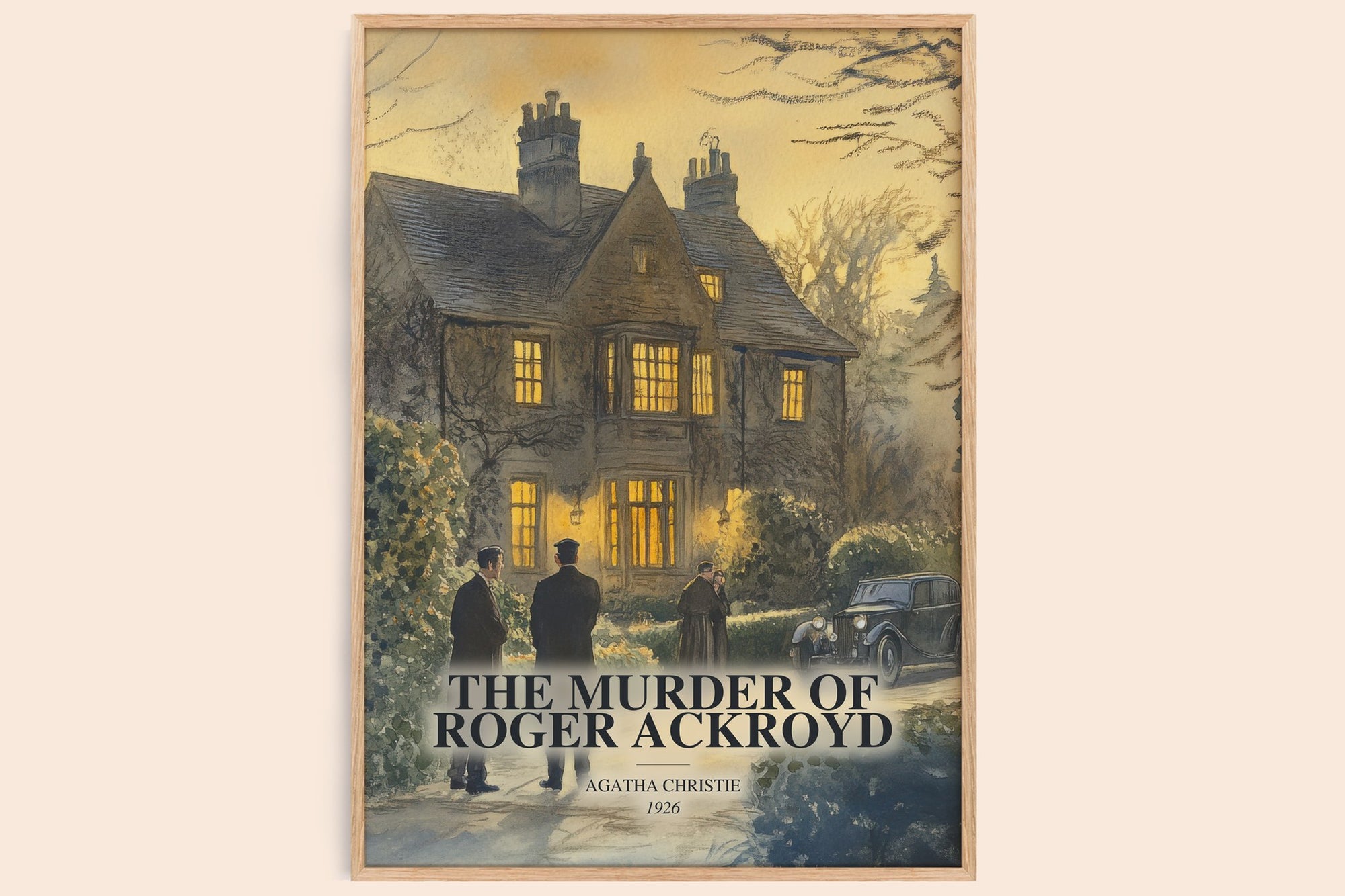 The Murder Of Roger Ackroyd watercolour book poster by Agatha Christie – framed literary art print