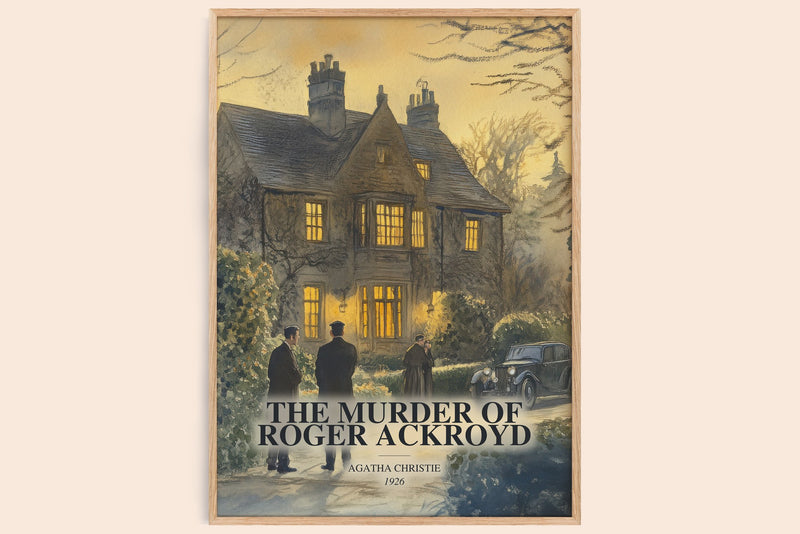 The Murder Of Roger Ackroyd watercolour book poster by Agatha Christie – framed literary art print