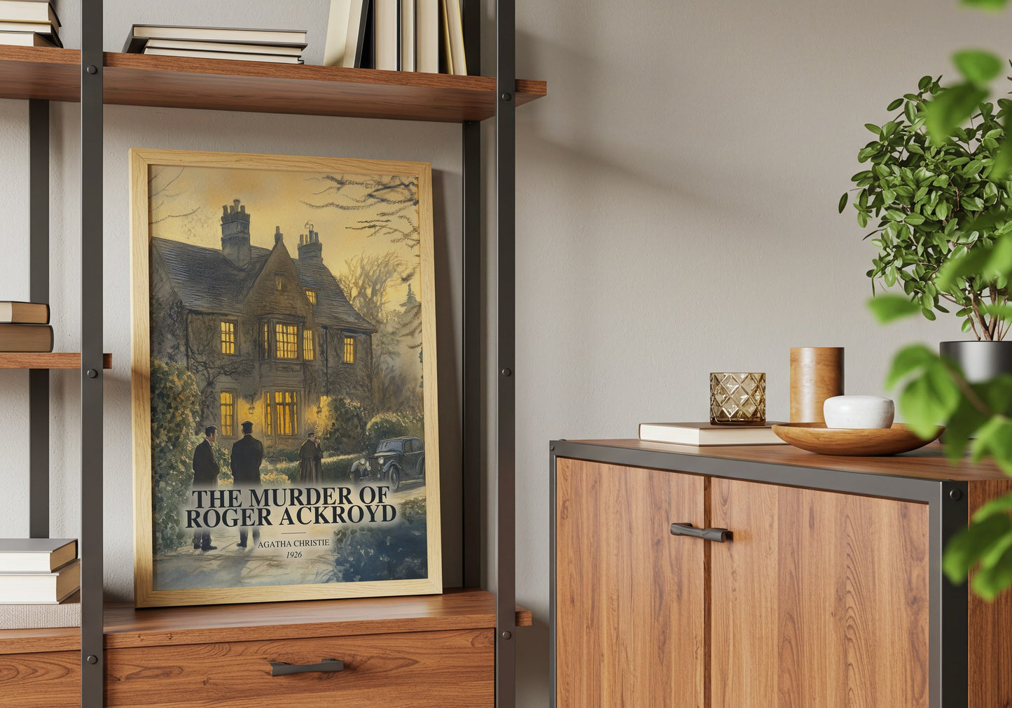 The Murder Of Roger Ackroyd book watercolour illustration paper finish options – matte satin gloss