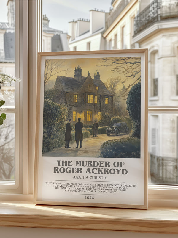 The Murder of Roger Ackroyd Bookish Wall Art by Agatha Christie – framed print by a bright window