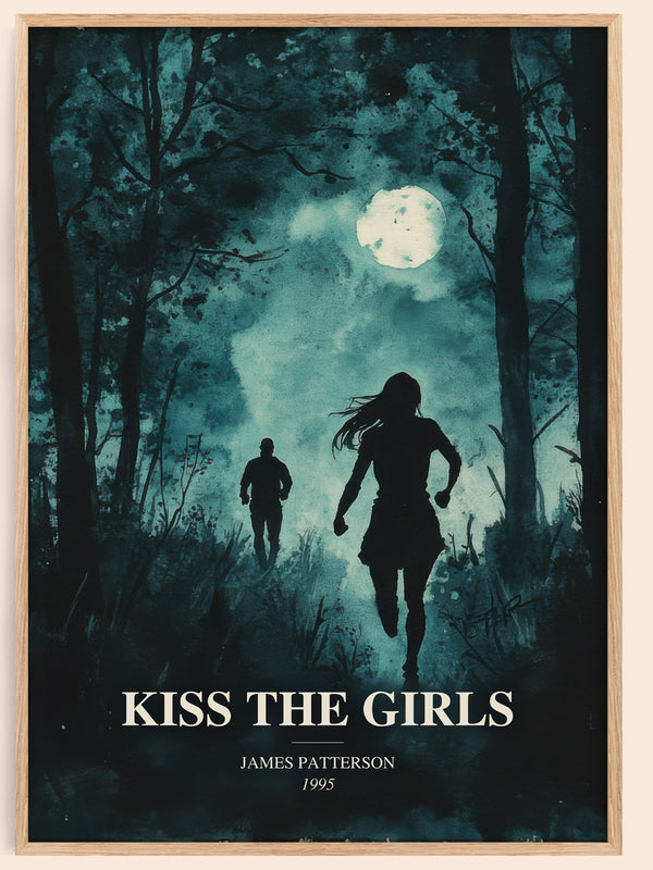 Kiss The Girls watercolour book poster by James Patterson – framed literary art print