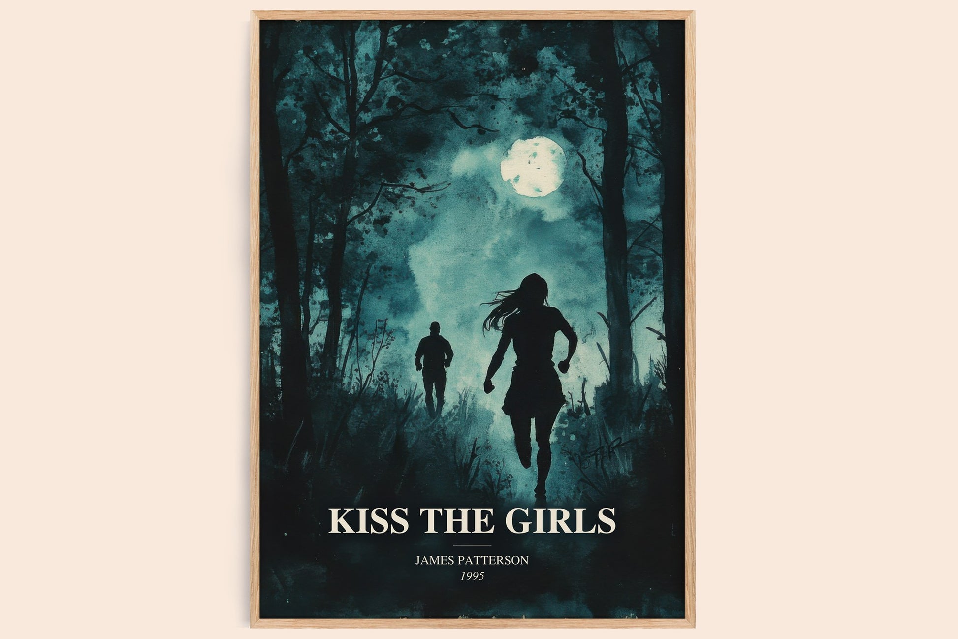 Kiss The Girls watercolour book poster by James Patterson – framed literary art print