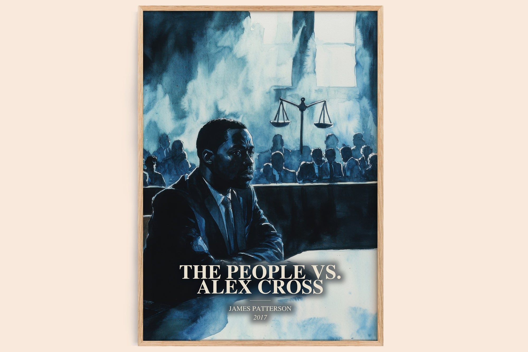 The People Vs. Alex Cross watercolour book poster by James Patterson – framed literary art print
