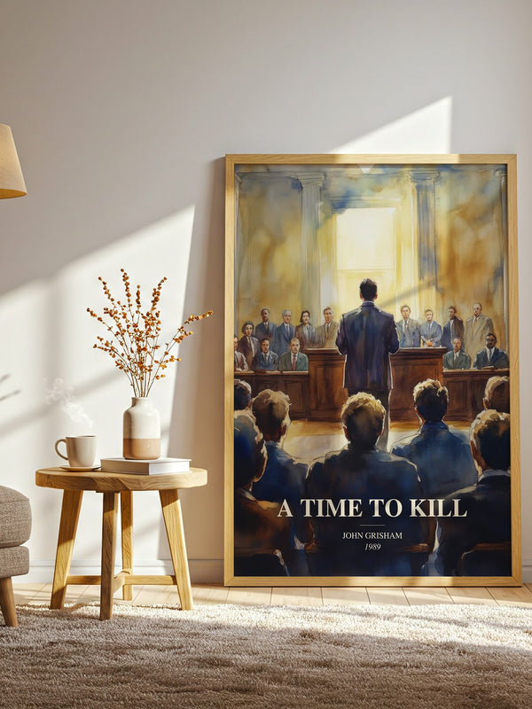 A Time To Kill watercolour print in frame leaning in hallway – thriller wall art