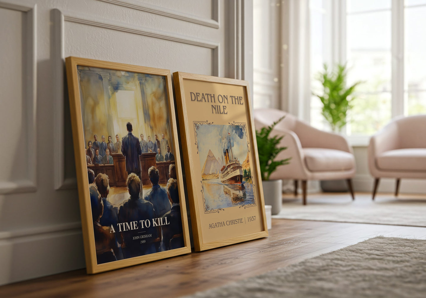 A Time To Kill watercolour print framed by window – literary home decor