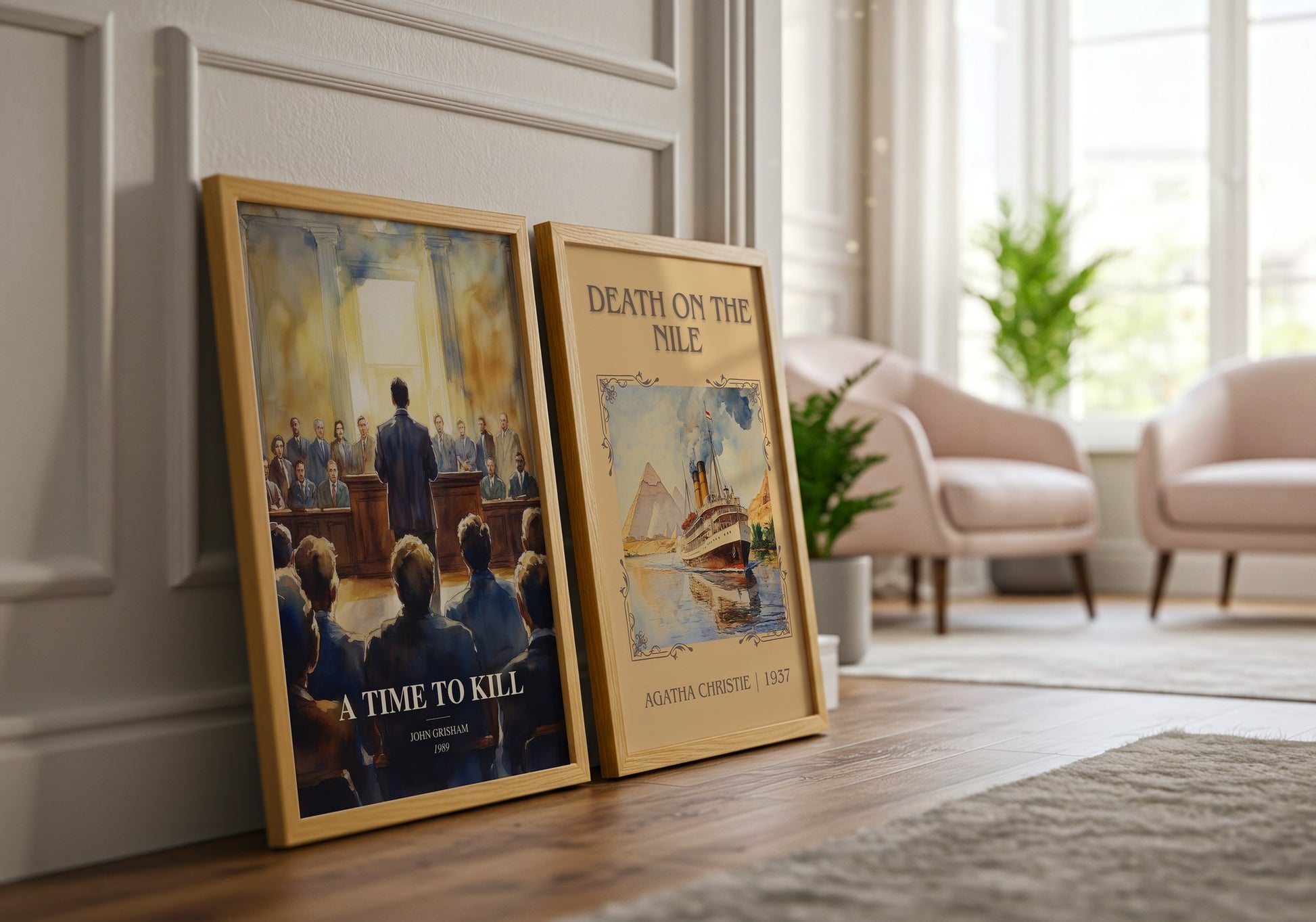 A Time To Kill watercolour print framed by window – literary home decor