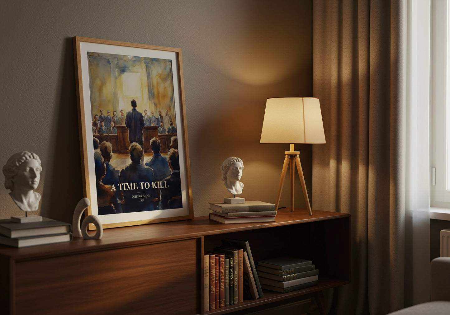 A Time To Kill watercolour print on bookshelf – John Grisham fan gift