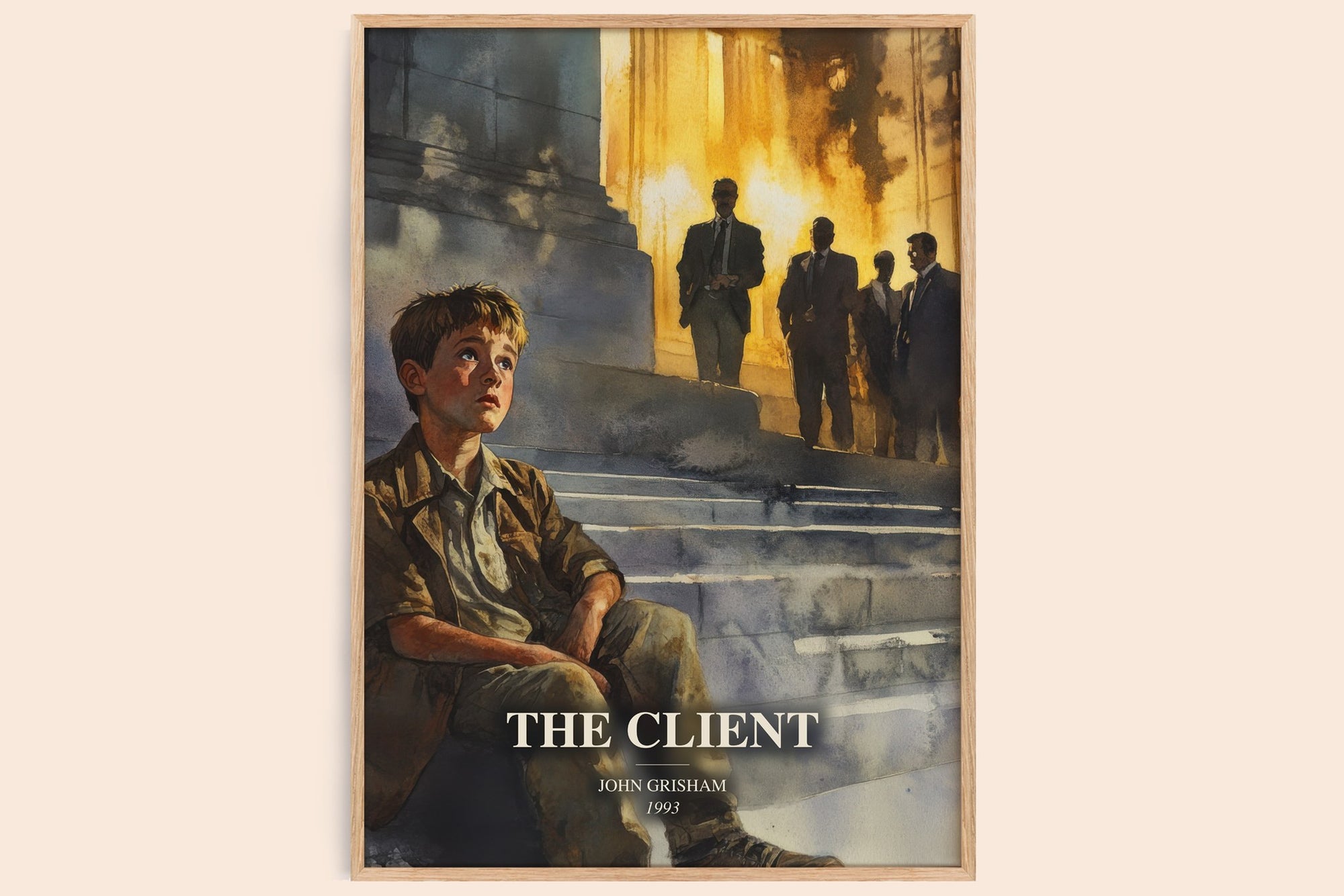 The Client watercolour book poster by John Grisham – framed literary art print